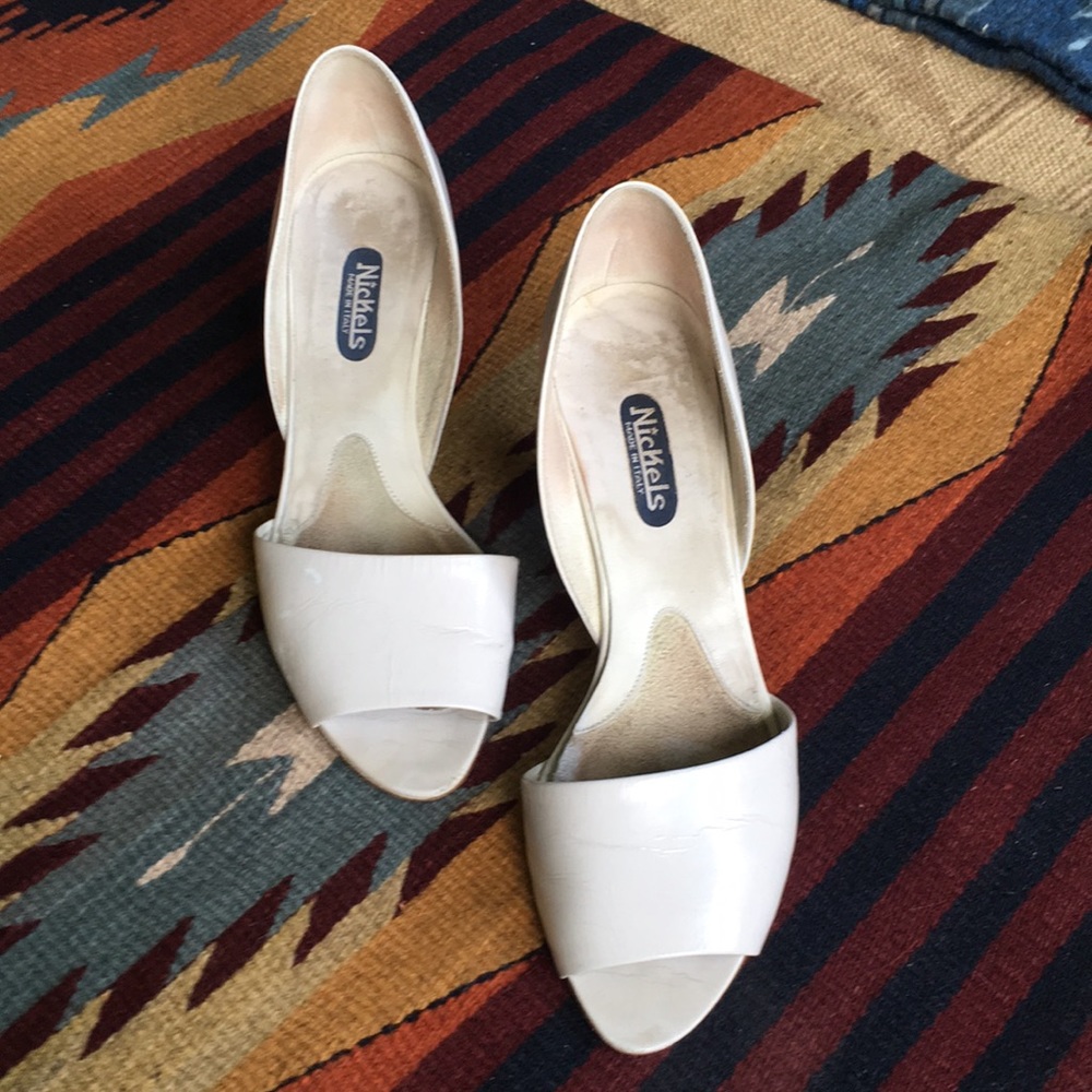 Nickels White Open Toe Shoes